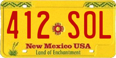 NM license plate 412SOL