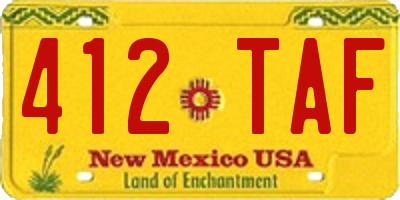 NM license plate 412TAF