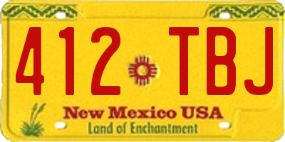 NM license plate 412TBJ
