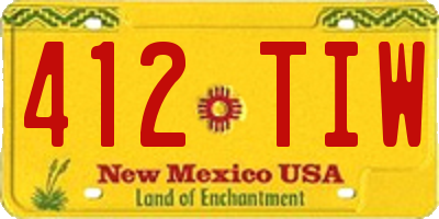 NM license plate 412TIW