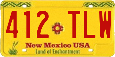 NM license plate 412TLW