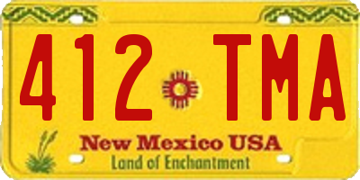 NM license plate 412TMA