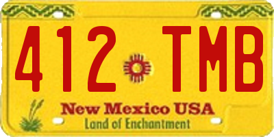 NM license plate 412TMB