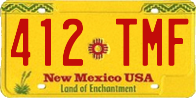 NM license plate 412TMF