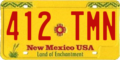 NM license plate 412TMN
