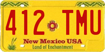 NM license plate 412TMU