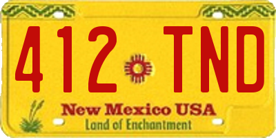 NM license plate 412TND