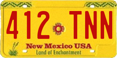 NM license plate 412TNN