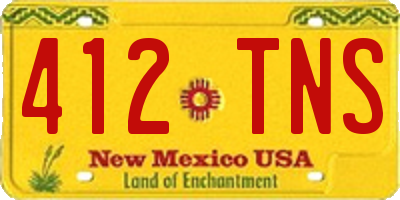 NM license plate 412TNS