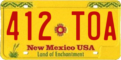 NM license plate 412TOA