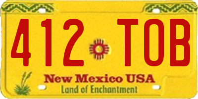 NM license plate 412TOB
