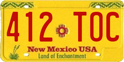 NM license plate 412TOC