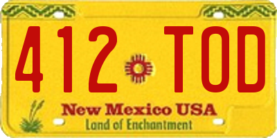 NM license plate 412TOD
