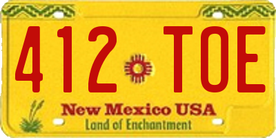 NM license plate 412TOE