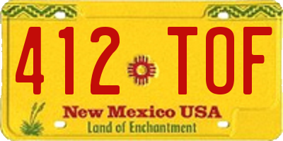 NM license plate 412TOF