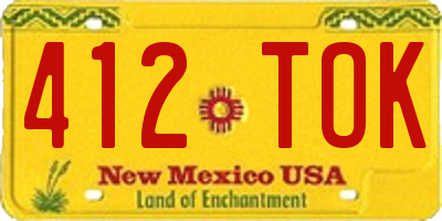 NM license plate 412TOK