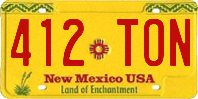 NM license plate 412TON