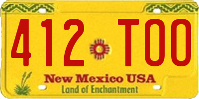 NM license plate 412TOO