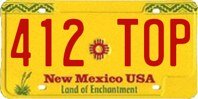 NM license plate 412TOP