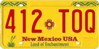 NM license plate 412TOQ