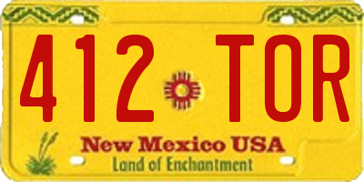 NM license plate 412TOR