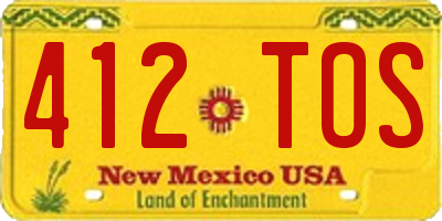 NM license plate 412TOS