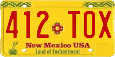 NM license plate 412TOX