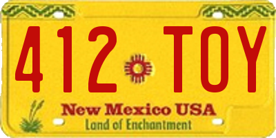 NM license plate 412TOY