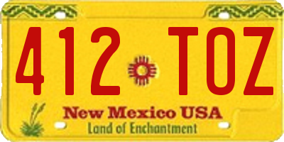 NM license plate 412TOZ