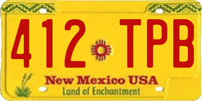 NM license plate 412TPB