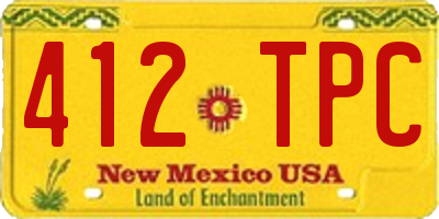 NM license plate 412TPC