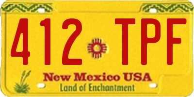 NM license plate 412TPF