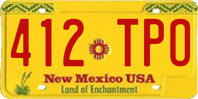 NM license plate 412TPO