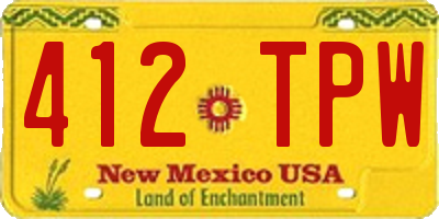 NM license plate 412TPW