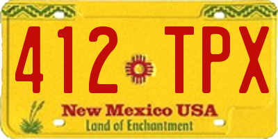 NM license plate 412TPX