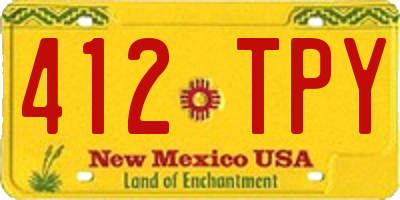 NM license plate 412TPY