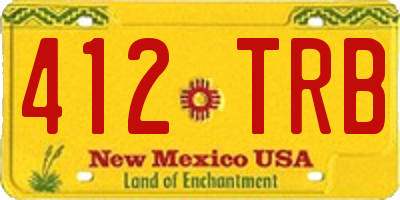 NM license plate 412TRB