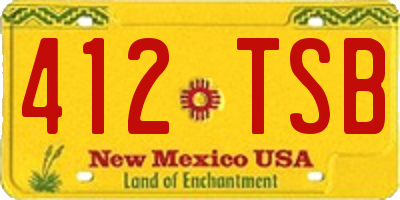 NM license plate 412TSB