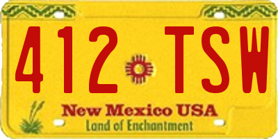 NM license plate 412TSW