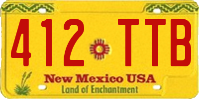 NM license plate 412TTB