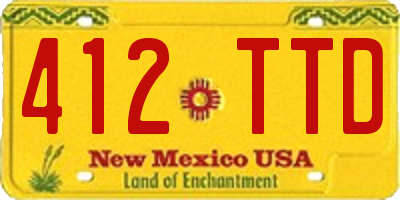 NM license plate 412TTD
