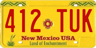 NM license plate 412TUK