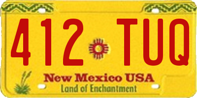 NM license plate 412TUQ