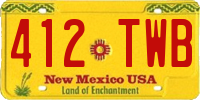 NM license plate 412TWB