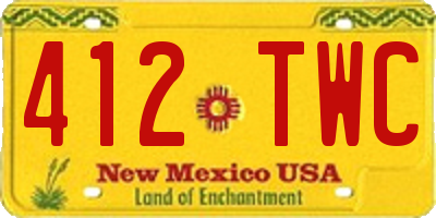 NM license plate 412TWC
