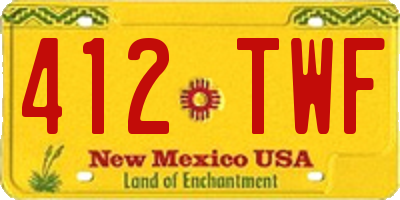 NM license plate 412TWF