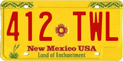 NM license plate 412TWL