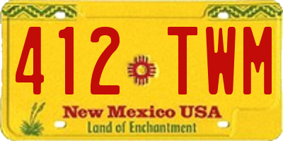 NM license plate 412TWM