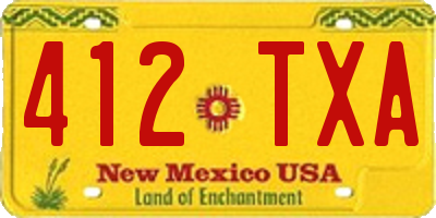 NM license plate 412TXA