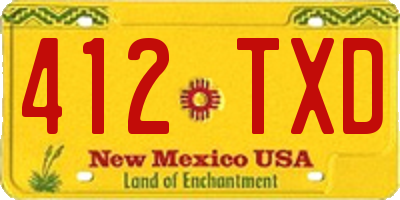 NM license plate 412TXD